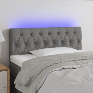 Sengegavl med LED-lys 90x7x78/88 cm stof mørkegrå