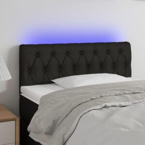 Sengegavl med LED-lys 90x7x78/88 cm stof sort
