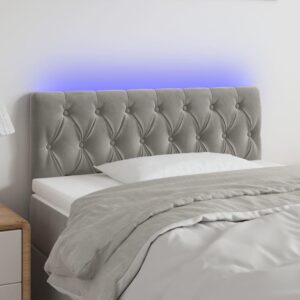 Sengegavl med LED-lys 90x7x78/88 cm velour lysegrå