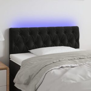 Sengegavl med LED-lys 90x7x78/88 cm velour sort