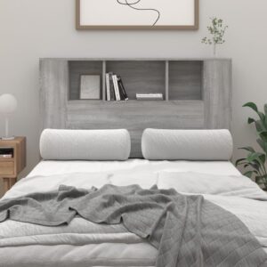 Sengegavl med opbevaring 120x18,5x102,5 cm grå sonoma-eg