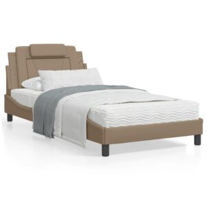 Sengeramme Viana med LED uden madras 100x200 cm cappuccinofarvet