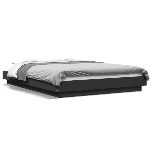 Sengeramme med LED-lys 120x200 cm konstrueret træ sort