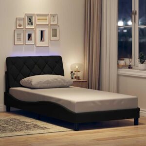 Sengeramme med LED uden madras 100x200 cm stof sort