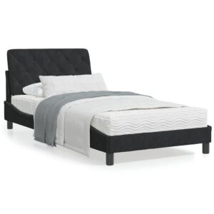 Sengeramme med LED uden madras 100x200 cm velour sort