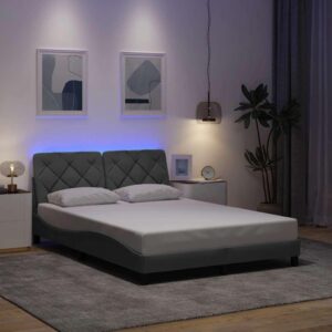Sengeramme med LED uden madras 120x200 cm stof lysegrå