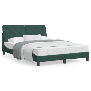 Sengeramme med LED uden madras 120x200 cm velour mørkegrøn