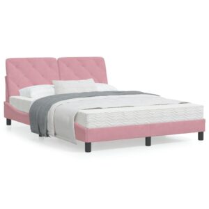 Sengeramme med LED uden madras 120x200 cm velour pink