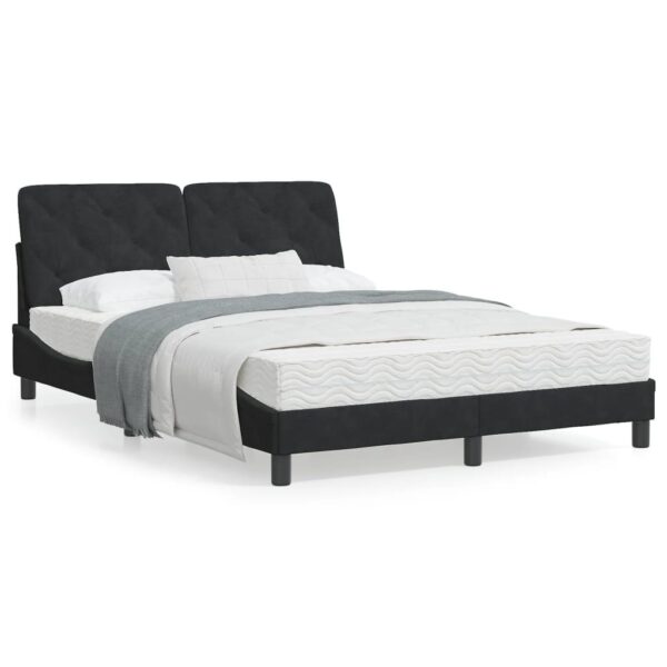 Sengeramme med LED uden madras 120x200 cm velour sort