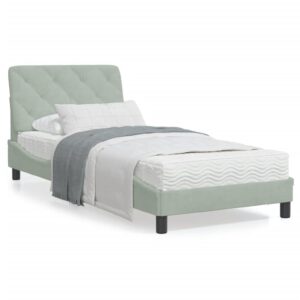 Sengeramme med LED uden madras 90x200 cm velour lysegrå