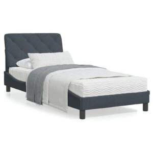 Sengeramme med LED uden madras 90x200 cm velour mørkegrå