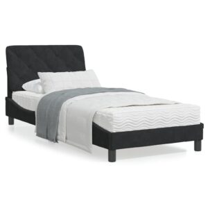 Sengeramme med LED uden madras 90x200 cm velour sort