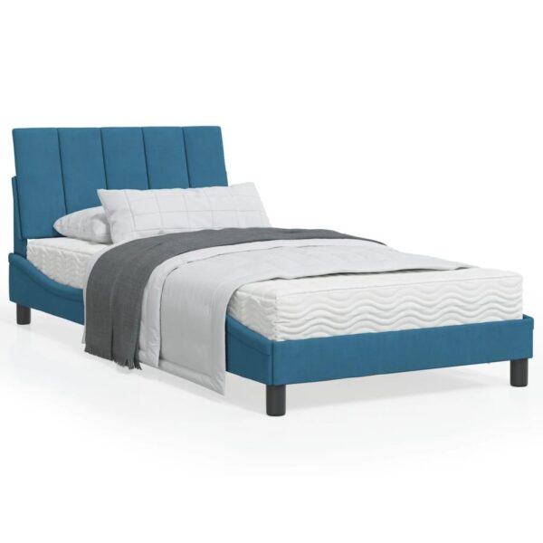 Sengeramme med LED uden madras Hanko 100x200 cm velour blå