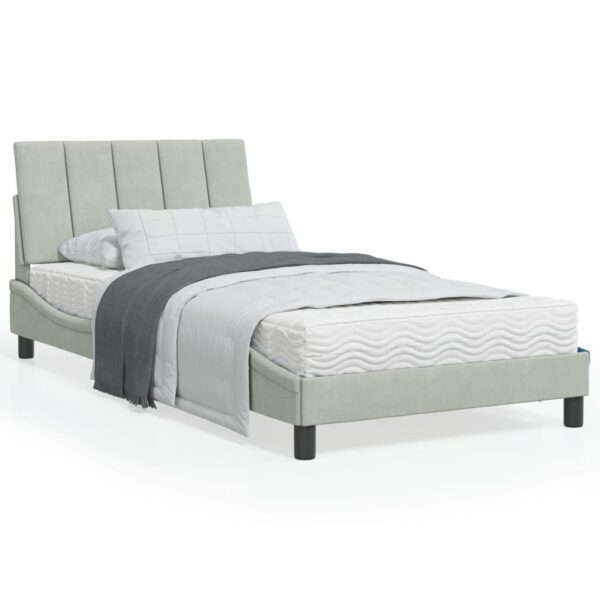 Sengeramme med LED uden madras Hanko 100x200 cm velour lysegrå