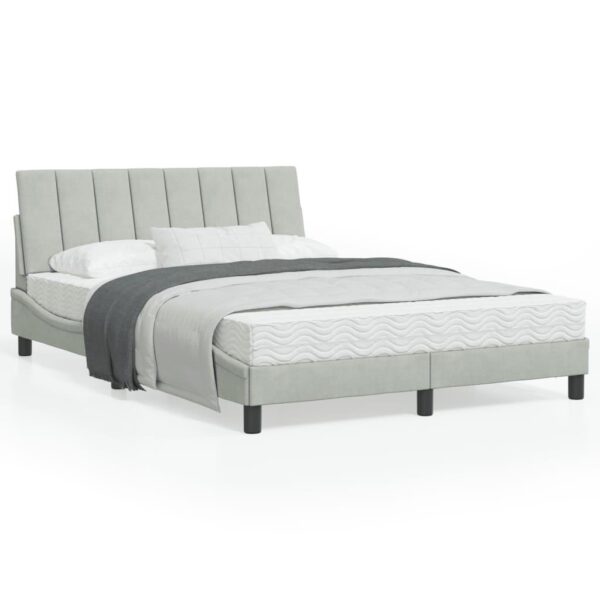 Sengeramme med LED uden madras Hanko 120x200 cm velour lysegrå