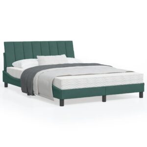 Sengeramme med LED uden madras Hanko 120x200 cm velour mørkegrøn