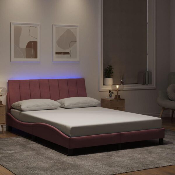 Sengeramme med LED uden madras Hanko 120x200 cm velour pink