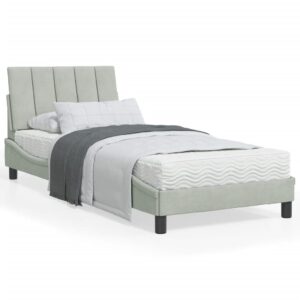 Sengeramme med LED uden madras Hanko 90x200 cm velour lysegrå