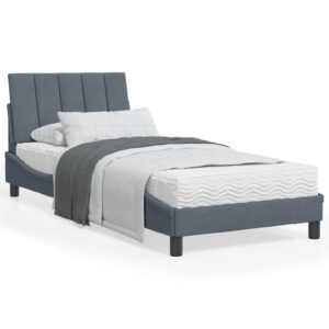 Sengeramme med LED uden madras Hanko 90x200 cm velour mørkegrå