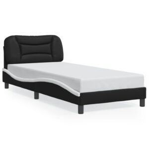 Sengeramme med LED uden madras Hvar 90x200 cm sort og hvid