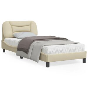 Sengeramme med LED uden madras Hvar 90x200 cm stof cremefarvet