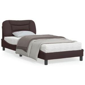 Sengeramme med LED uden madras Hvar 90x200 cm stof mørkebrun