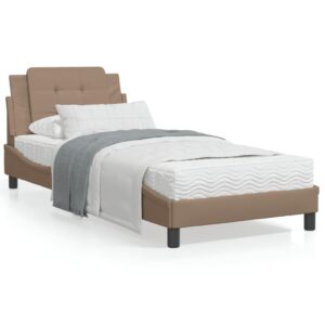 Sengeramme med LED uden madras Zadar 90x200 cm cappuccinofarvet