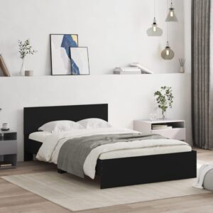 Sengeramme med sengegavl 120x200 cm sort