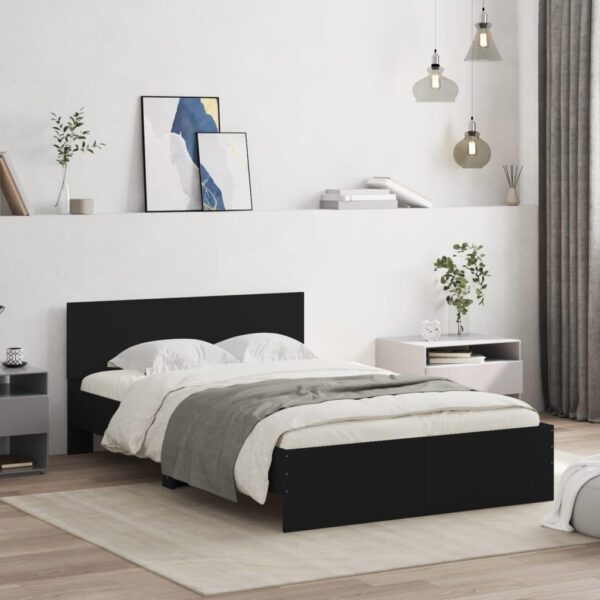 Sengeramme med sengegavl 120x200 cm sort