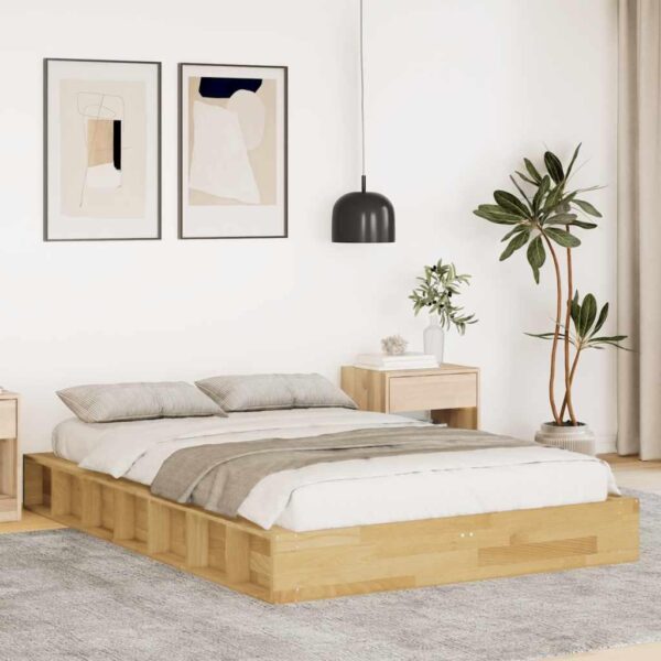 Sengeramme uden madras 120x200 cm Massivt træ Eg