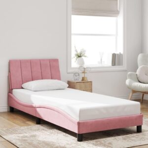 Sengeramme uden madras Hanko 90x200 cm fløjl lyserød
