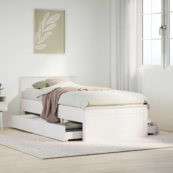 Sengeramme uden madras med sengegavl 90x200 cm massivt fyrretræ
