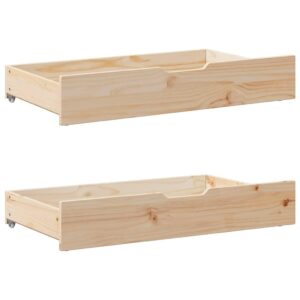 Sengeskuffer med hjul 2 stk. 90x55x17 cm massivt fyrretræ
