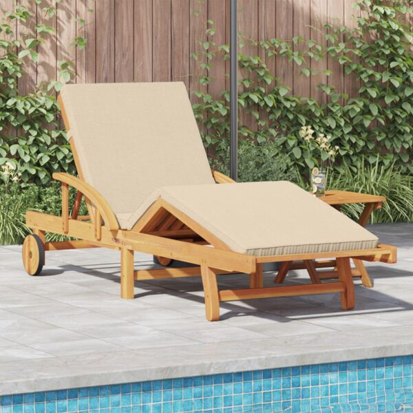 Solstol med pude Beige 200 x 67 x 84cm Massivt akacietræ