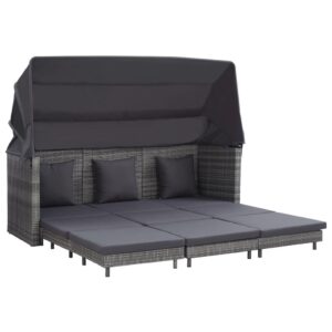 Udvidelig 3-personers sovesofa med tag polyrattan grå