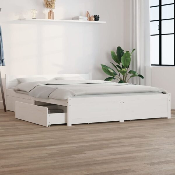 vidaXL sengeramme med skuffer 120x200 cm hvid