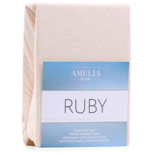 AmeliaHome RUBY stræklagen i frotté – beige, 120–140×200 cm