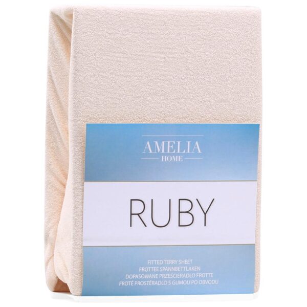 AmeliaHome RUBY stræklagen i frotté – beige, 120–140×200 cm