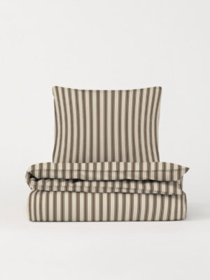 DAWN Percale sengetøj - Ivory / Chocolate - 200x220 cm - 100% økologisk bomuld -