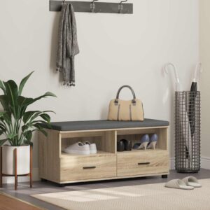 Hallbænk med pude med skuffe Sonoma eg 100 x 38 x 46 cm