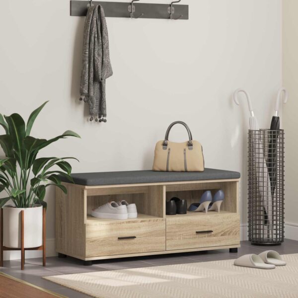 Hallbænk med pude med skuffe Sonoma eg 100 x 38 x 46 cm