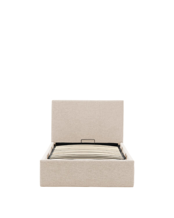 KAVE HOME Nahiri sengeramme, m. sengegavl og opbevaring - beige chenille stof (200x90)