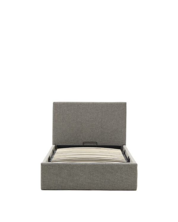 KAVE HOME Nahiri sengeramme, m. sengegavl og opbevaring - grå stof (200x90)