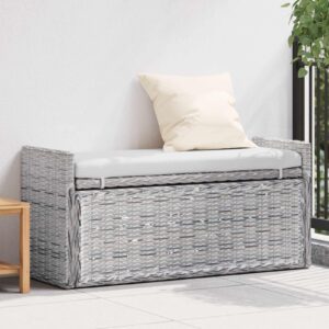 Opbevaringsbænk med pude Hvidvask 110 x 40 x 50 cm Rattan