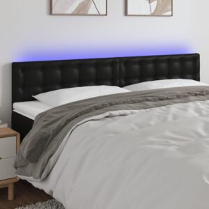 Sengegavl med LED-lys 180x5x78/88 cm kunstlæder sort