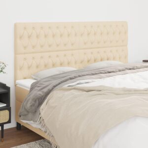 Sengegavle 4 stk. 90x7x78/88 cm stof cremefarvet