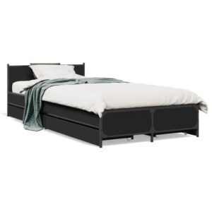 Sengeramme 90x200 cm konstrueret træ sort