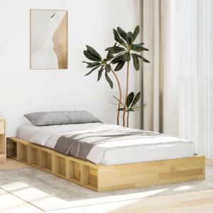 Sengeramme uden madras 90x200 cm Massivt træ Eg