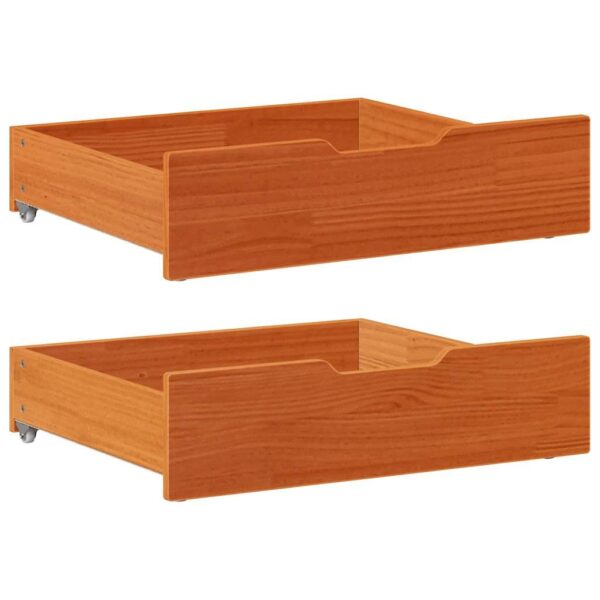 Sengeskuffer 2 stk. 65x55x17 cm massivt fyrretræ gyldenbrun