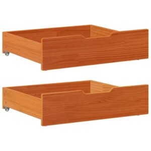 Sengeskuffer 2 stk. 75x55x17 cm massivt fyrretræ gyldenbrun
